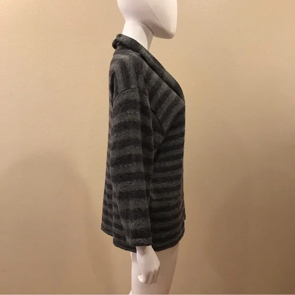 Jones New York Cowl Neck Sweater Womens Large Grey Stripe Acrylic Wool Blend - Picture 7 of 9